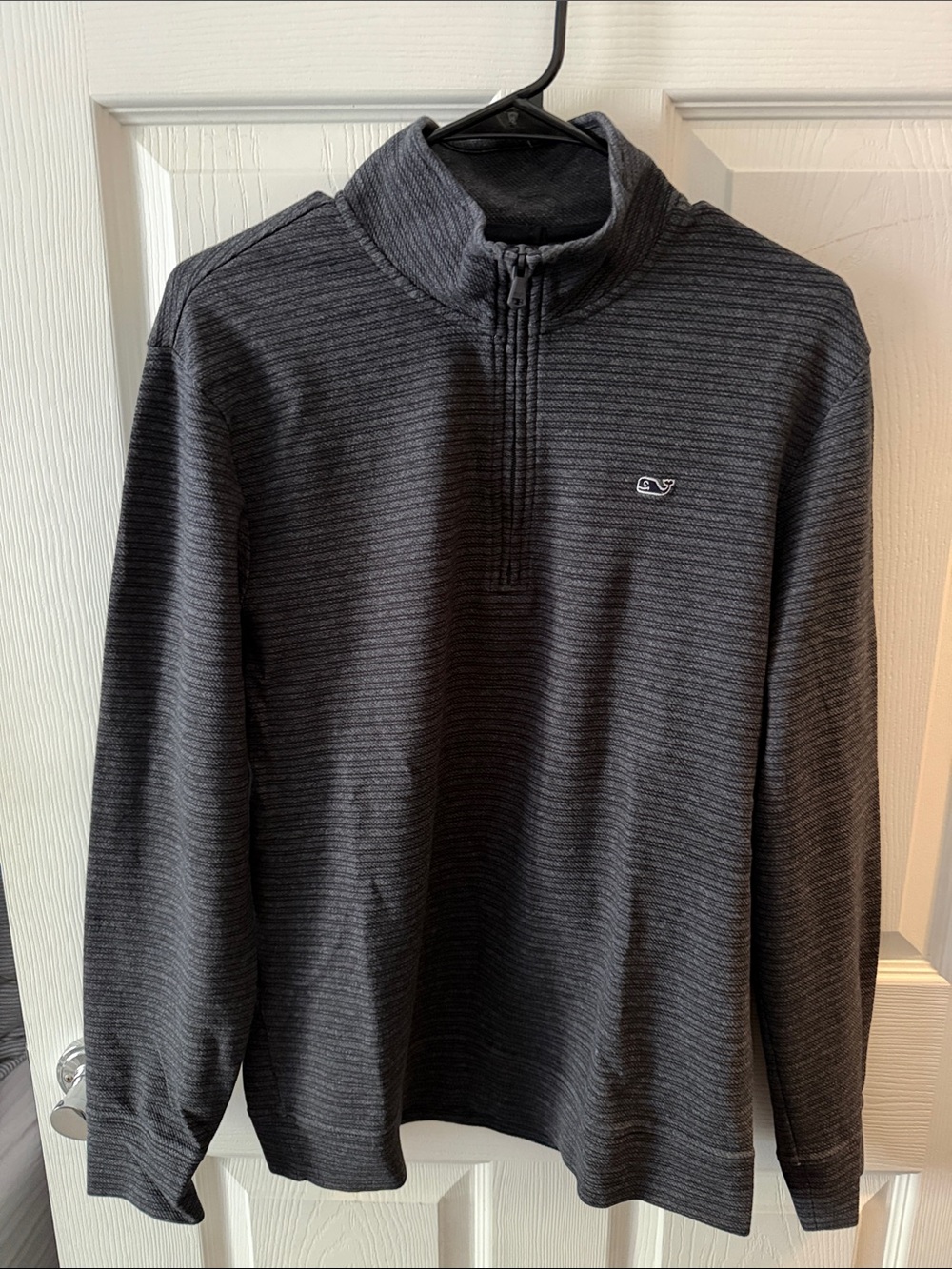 Vineyard Vines Men's Dark Charcoal Striped Quarter-Zip